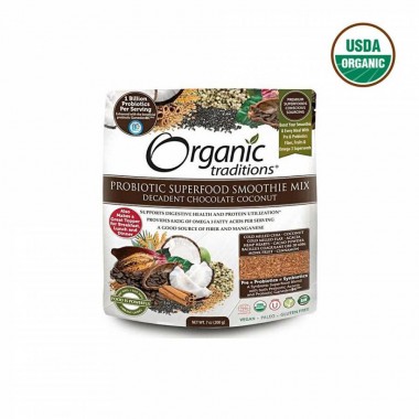 Lợi khuẩn cho đường ruột và hệ tiêu hóa Probiotic Organic Traditions vị chocolate & dừa 200g