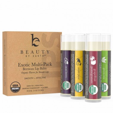 Dưỡng môi hữu cơ hương hoa quả Beauty By Earth Exotic Multi-Pack Beewax Lip Balm 2
