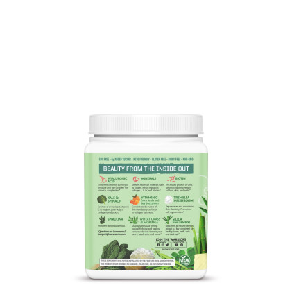 Bột tăng cường collagen với nhiều rau xanh & lợi khuẩn Sunwarrior Beauty Greens Collagen Booster - vị Pina Colada