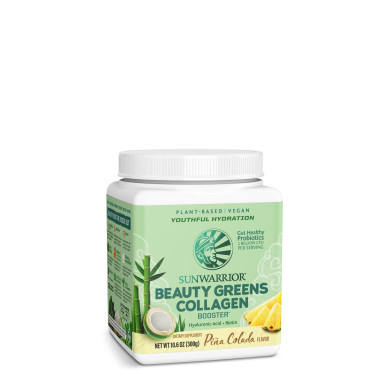 Bột tăng cường collagen với nhiều rau xanh & lợi khuẩn Sunwarrior Beauty Greens Collagen Booster - vị Pina Colada