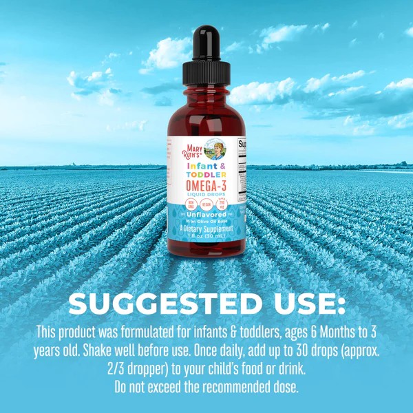 Omega 3 thuần chay từ tảo cho bé sơ sinh & trẻ em Mary Ruth's Infant & Toddler Omega-3 Liquid Drops 5 Omega 3 thuần chay từ tảo cho bé sơ sinh & trẻ em Mary Ruth's Infant & Toddler Omega-3 Liquid Drops - Ảnh 5