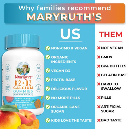 Viên kẹo nhai bổ sung vitamin D3, K2 và canxi Mary Ruth's - Ảnh 2