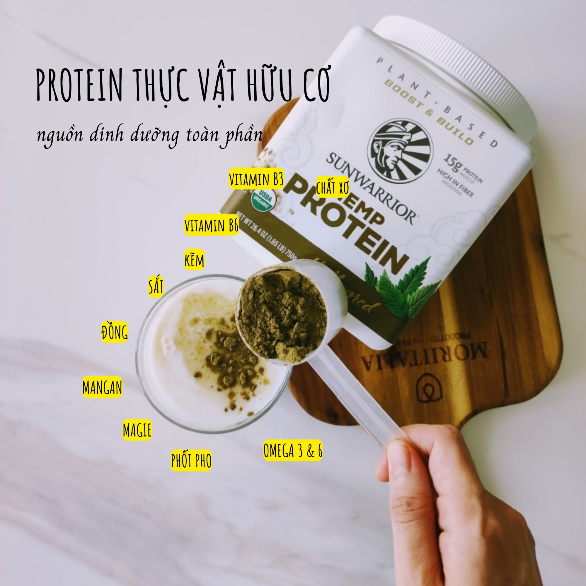 Protein hạt gai dầu Sunwarrior Hemp protein 26