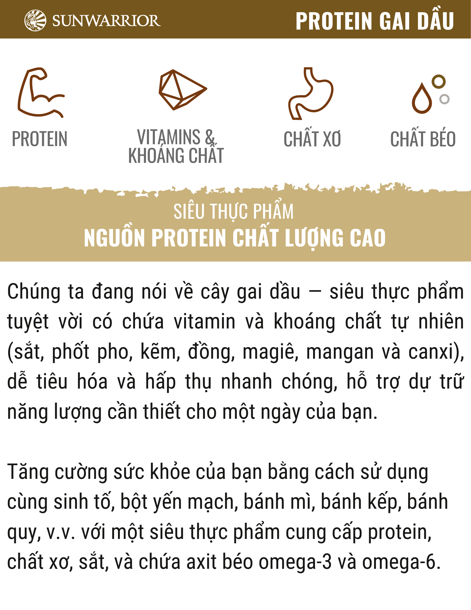 Protein hạt gai dầu Sunwarrior Hemp protein 25