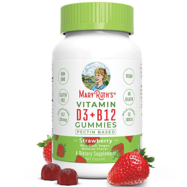 Vitamin D3-B12 Mary Ruth’s dạng kẹo nhai, 60 viên vị dâu tây