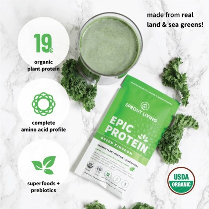 Protein thực vật & siêu thực phẩm Sprout Living, Epic Protein, Organic Plant Protein, Green Kingdom - Ảnh 3