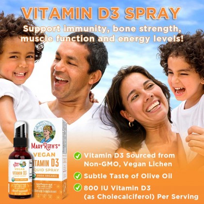 Xịt vitamin D3 hữu cơ Mary Ruth's Vegan Vitamin D3 Liquid Spray - Ảnh 4