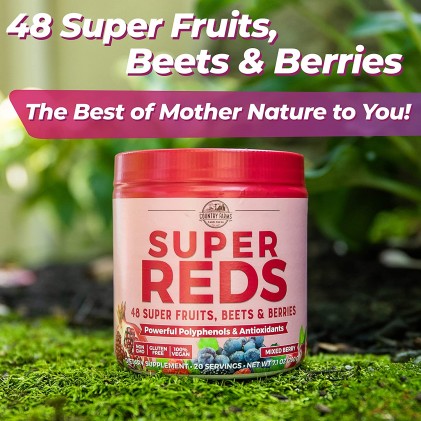 Bột 40+ siêu trái cây và quả mọng Country Farms Super Reds - Ảnh 4