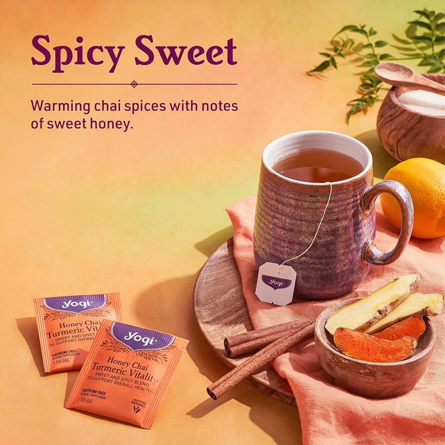 Trà tăng cường sức khỏe tổng quát Yogi Honey Chai Turmeric Vitality Tea 4 Trà tăng cường sức khỏe tổng quát Yogi Honey Chai Turmeric Vitality Tea - Ảnh 4