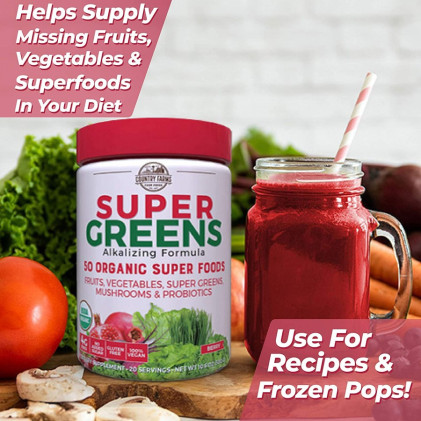 Hỗn hợp 50 siêu thực phẩm hữu cơ Country Farms Super Greens vị berry - Ảnh 6