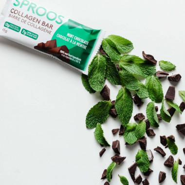 Thanh collagen peptide thủy phân từ cá vị chocolate bạc hà Sproos Mint Chocolate Collagen Bar 1