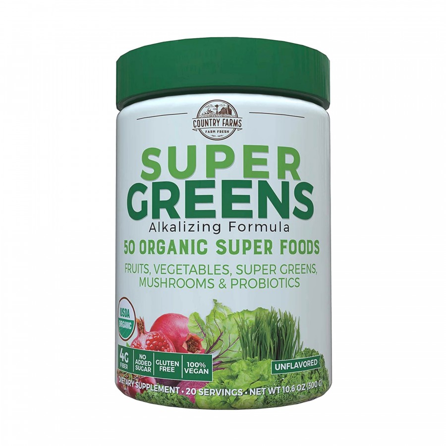 Country Farms Super Green Hỗn hợp 50 siêu thực phẩm hữu cơ Country Farms Super Greens vị unflavored 1