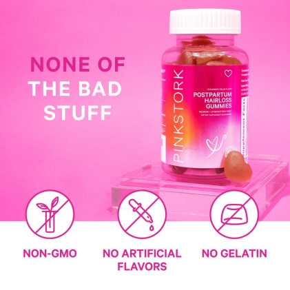 Viên nhai hỗ trợ rụng tóc sau sinh Pink Stork Postpartum Hairloss Gummies - Ảnh 4