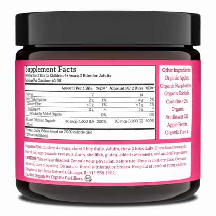 Viên nhai vitamin D3 hữu cơ Llama Naturals Plant-Based Vitamin D3 Whole Fruit Gummies - Ảnh 2
