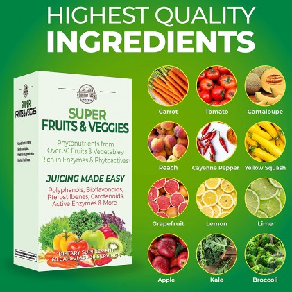 Viên uống hơn 30 loại rau củ Country Farms Super Fruit and Veggies Capsules - Ảnh 4