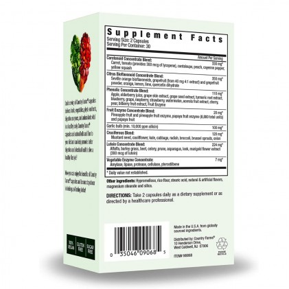 Viên uống hơn 30 loại rau củ Country Farms Super Fruit and Veggies Capsules - Ảnh 2