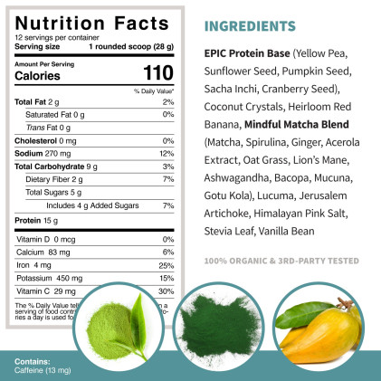 Protein thực vật hữu cơ Sprout Living Epic Protein Mindful Matcha - Ảnh 3
