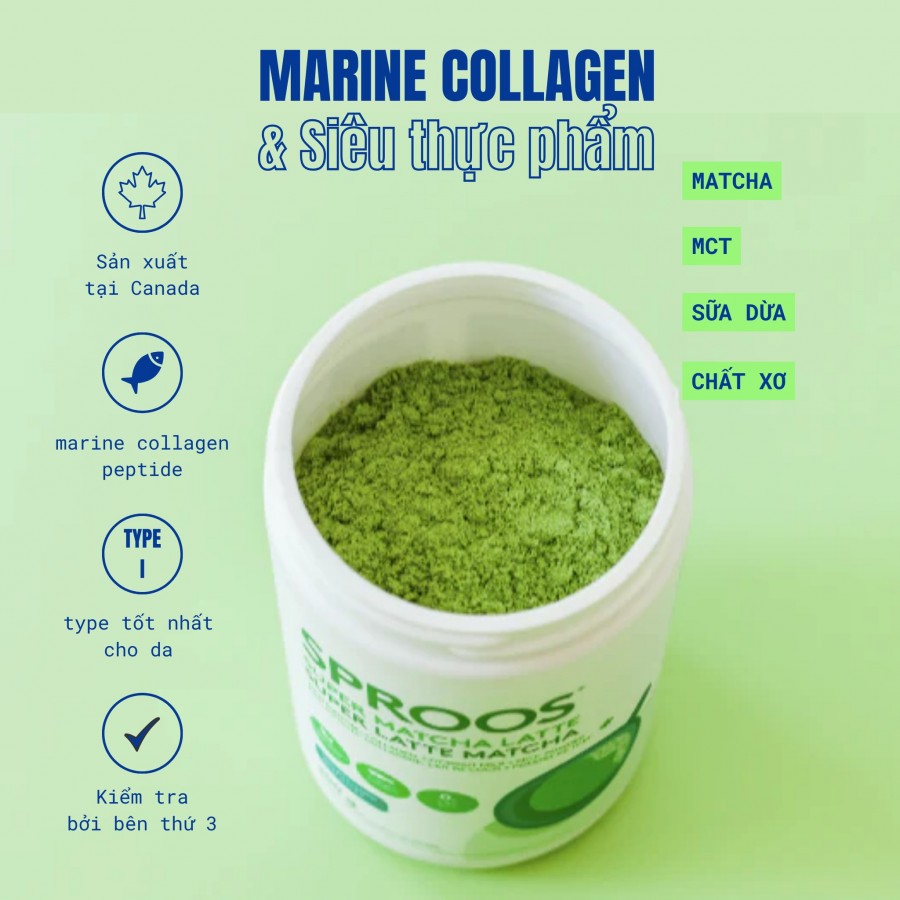 Thức uống healthy từ matcha & collagen thủy phân từ cá Sproos Super Matcha Latte 3