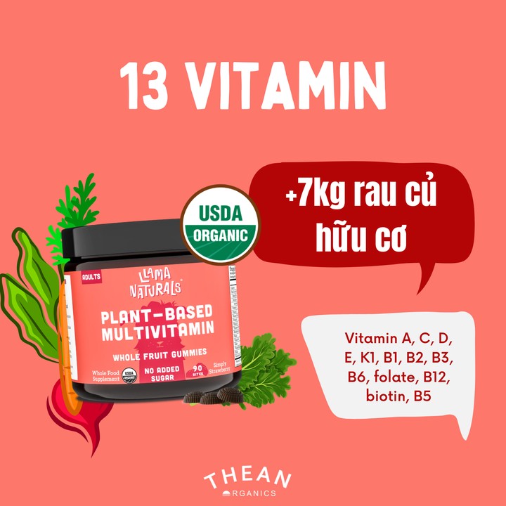 Multivitamin hữu cơ cho người lớn Llama Naturals Whole Fruit Gummy Vitamins for Adults 4