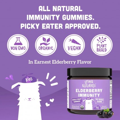 Viên nhai tăng cường miễn dịch cho bé Llama Naturals elderberry immunity bites for kids - Ảnh 7