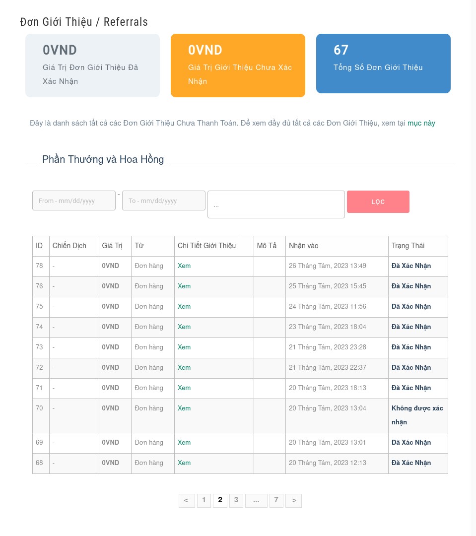 Ảnh chụp màn hình "Danh Sách Đơn Giới Thiệu"