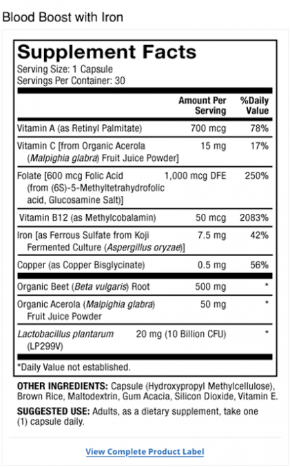 Viên Bổ Máu và Sắt Blood Boost with Iron Dr Mercola - Ảnh 3