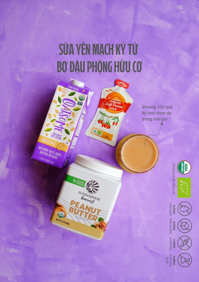 Sữa yến mạch kỷ tử bơ đậu phộng hữu cơ 14 Sữa yến mạch kỷ tử bơ đậu phộng hữu cơ 14