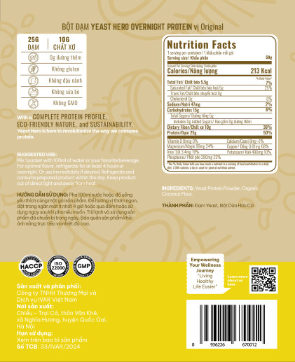 Bột Đạm Yeast Hero Overnight Protein Original - Ảnh 5